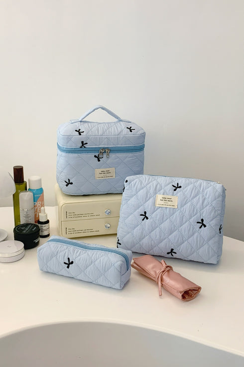 3 Piece Bow Quilted Cloth Storage Bag Set - Odaingerous